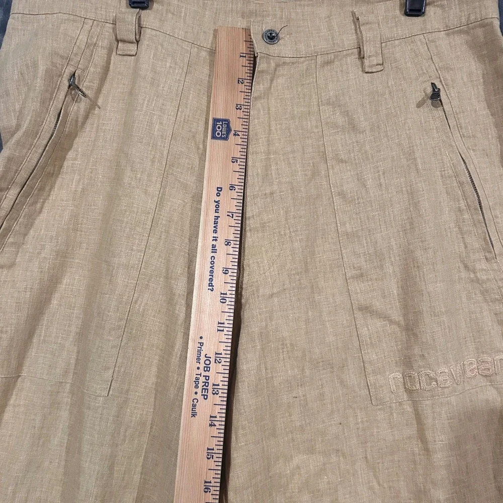 Rocawear Mens Tan Linen Blend Wide Leg Pants Y2K Baggy Khaki Trousers 36x36